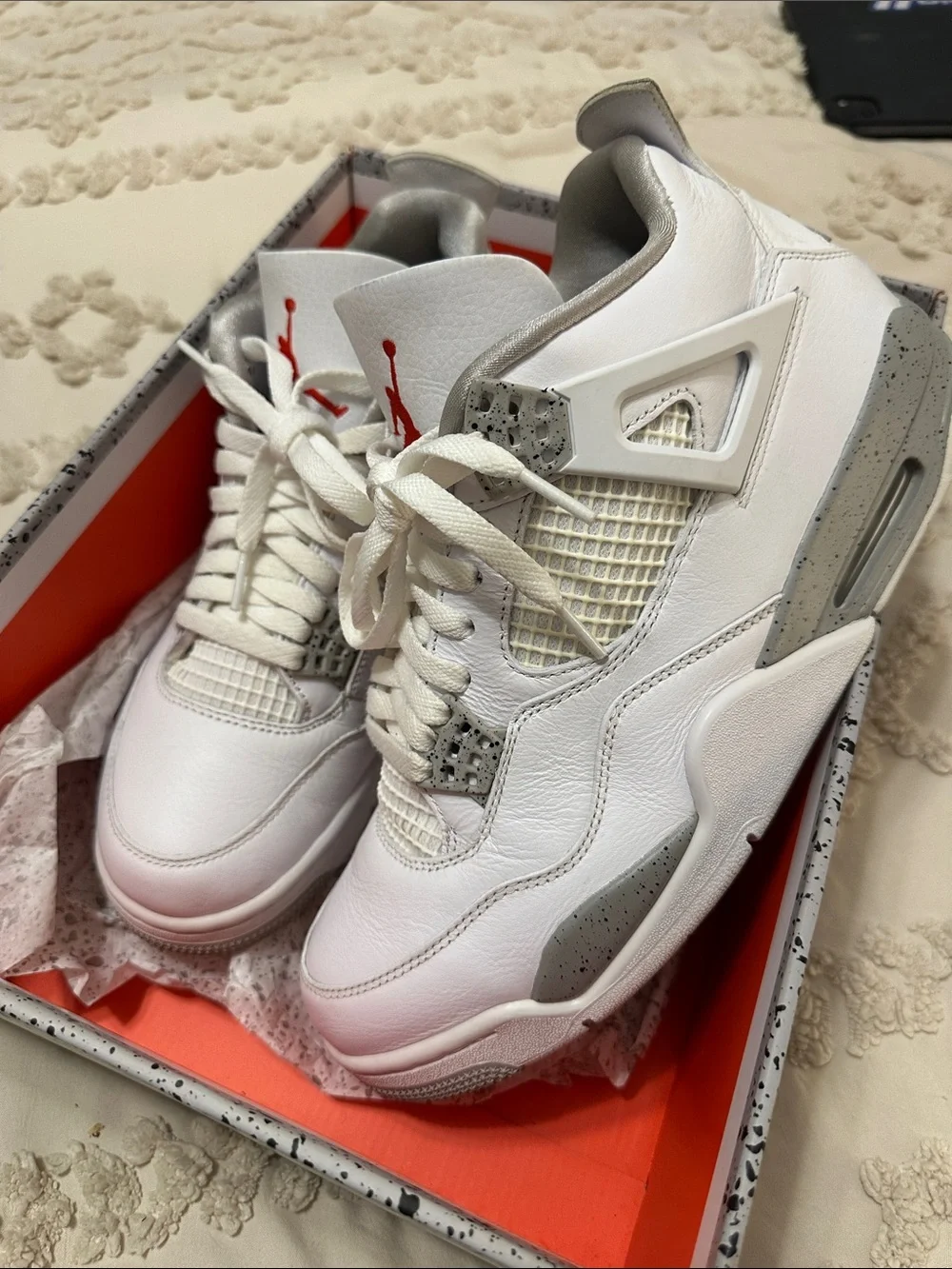 Jordan White/Gray Retro-Style Men’s Sneakers